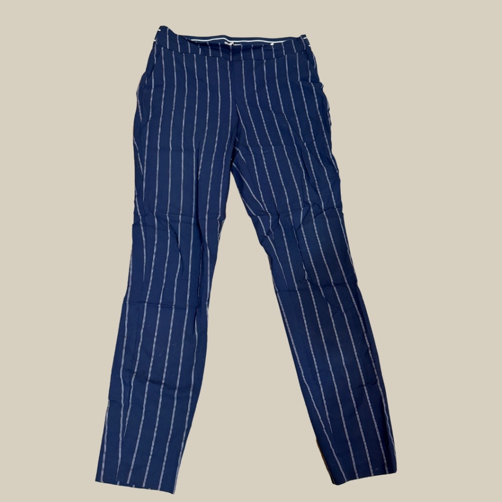 Maurices Navy White Pin Striped Pencil Skinny Stretch Pants with Pockets Small